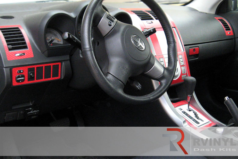 Scion tC 2005 Red Carbon Fiber Dash Kit~Matte Red Carbon Fiber Air Vent Trim~2