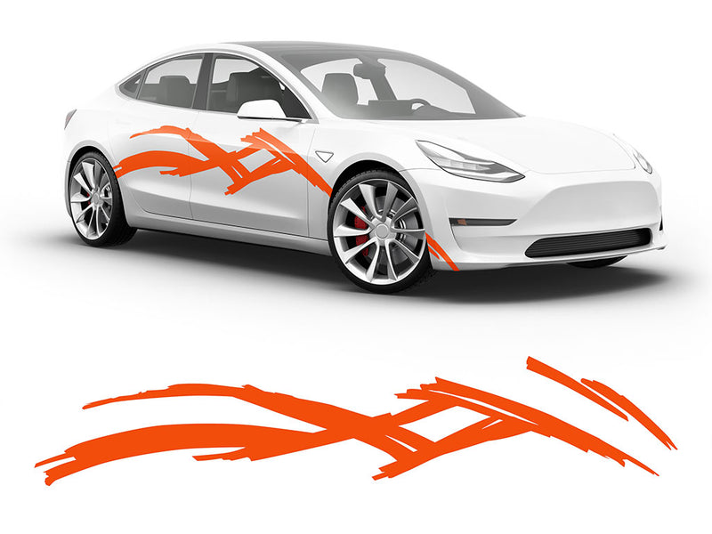 3M Bright Orange Scratches Body Graphic~Full Side Auto Decal Kit~0
