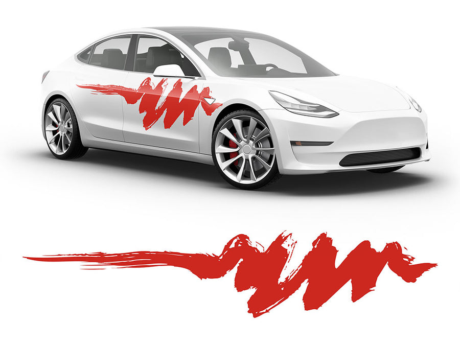 3M Light Red Scribbles Body Graphic~Full Side Auto Decal Kit~0