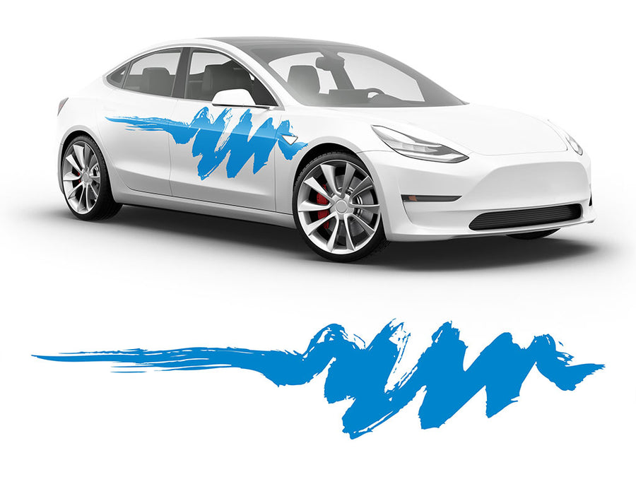3M Light Blue Scribbles Body Graphic~Full Side Auto Decal Kit~0