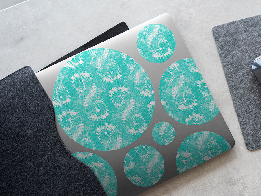 seafoam spirals tie dye DIY Laptop Stickers