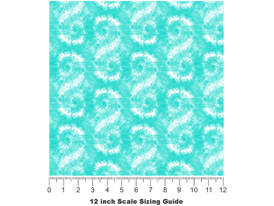 Seafoam Spirals Tie Dye Vinyl Film Pattern Size 12 inch Scale~Rwraps Seafoam Spirals Tie Dye Sizing Chart~2