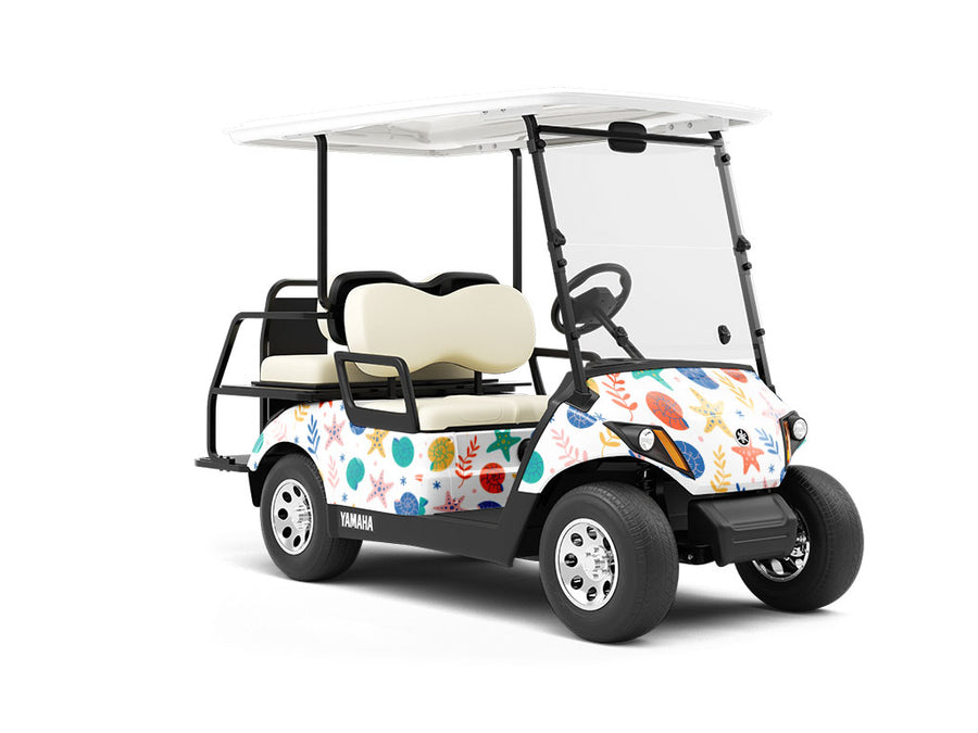 Shellfish Stars Marine Life Wrapped Golf Cart