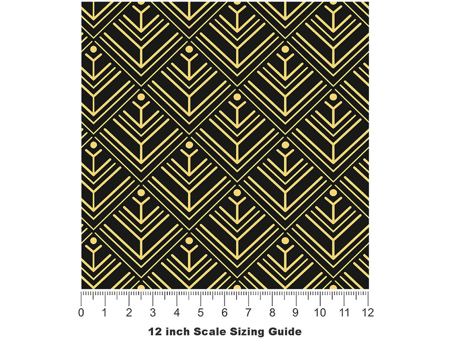Shining Trees Art Deco Vinyl Film Pattern Size 12 inch Scale~Rwraps Shining Trees Art Deco Sizing Chart~2