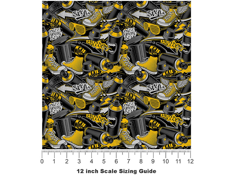 Short Run Graffiti Vinyl Film Pattern Size 12 inch Scale~Rwraps Short Run Graffiti Sizing Chart~2