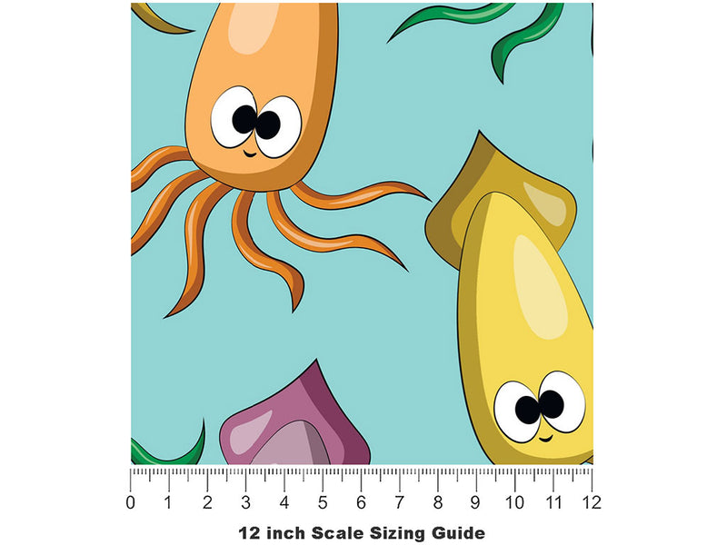 Silly Squids Marine Life Vinyl Film Pattern Size 12 inch Scale~Rwraps Silly Squids Marine Life Sizing Chart~2