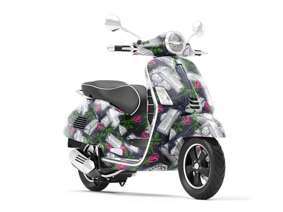 Silver Metal Bling Vespa Scooter Wrap Film