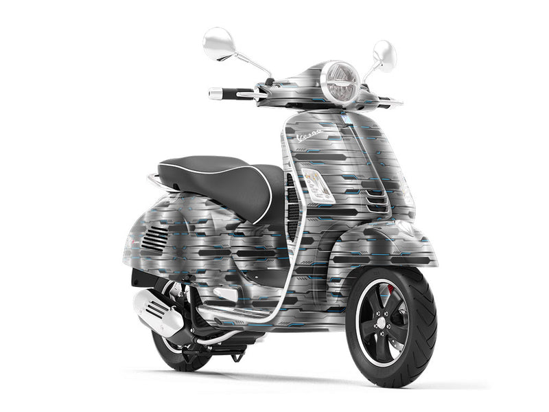Silver Turquoise Technology Vespa Scooter Wrap Film