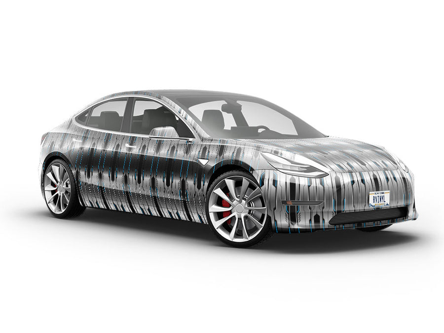 Silver Turquoise Technology Vehicle Vinyl Wrap
