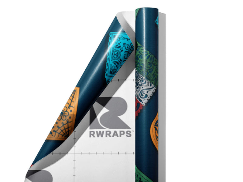 Simple Picado Day of the Dead Wrap Film Sheets~Rwraps Series 914 Simple Picado Day of the Dead Scrolled Sheet~3