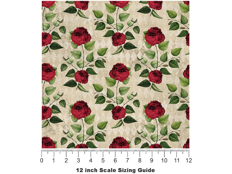 Simple Roses Gothic Vinyl Film Pattern Size 12 inch Scale~Rwraps Simple Roses Gothic Sizing Chart~2