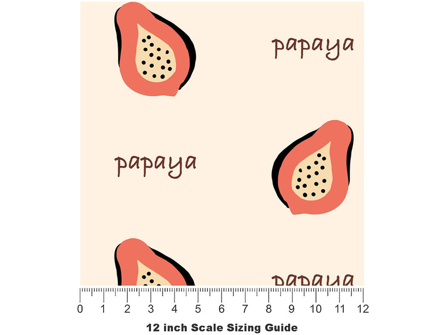 Singapore Pink Fruit Vinyl Film Pattern Size 12 inch Scale~Rwraps Singapore Pink Fruit Sizing Chart~2