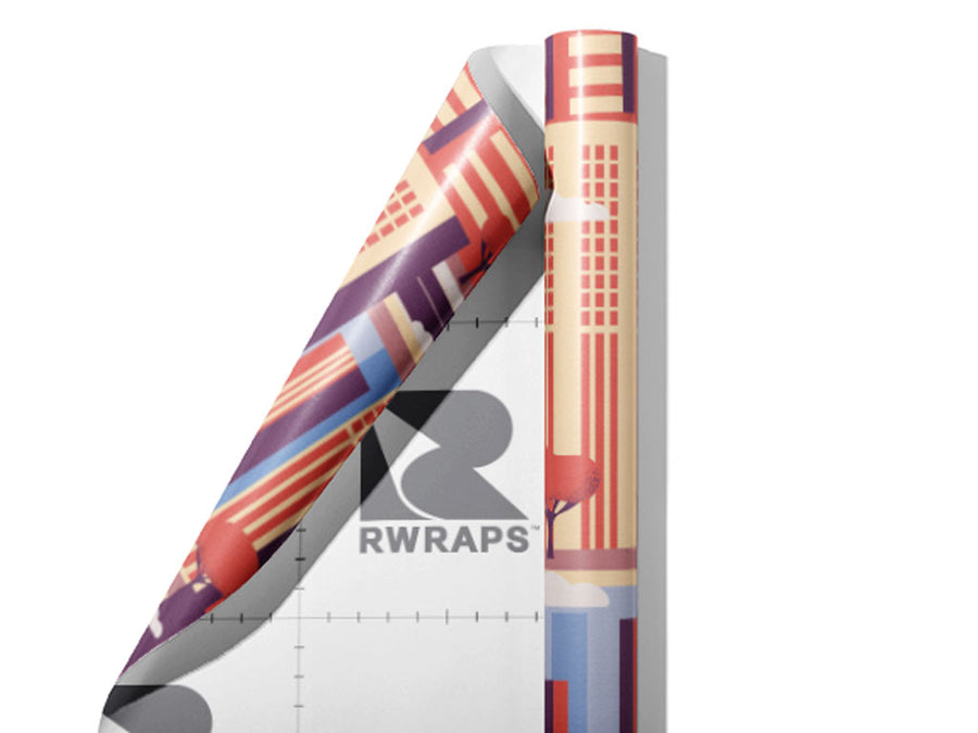 Sixties Utopia Cityscape Wrap Film Sheets~Rwraps Series 914 Sixties Utopia Cityscape Scrolled Sheet~4