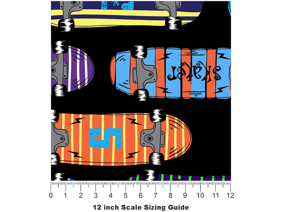 Skate Punk Sport Vinyl Film Pattern Size 12 inch Scale~Rwraps Skate Punk Sport Sizing Chart~2