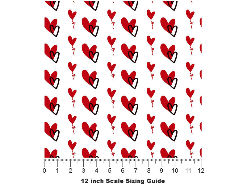 Skipped Beat Heart Vinyl Film Pattern Size 12 inch Scale~Rwraps Skipped Beat Heart Sizing Chart~2