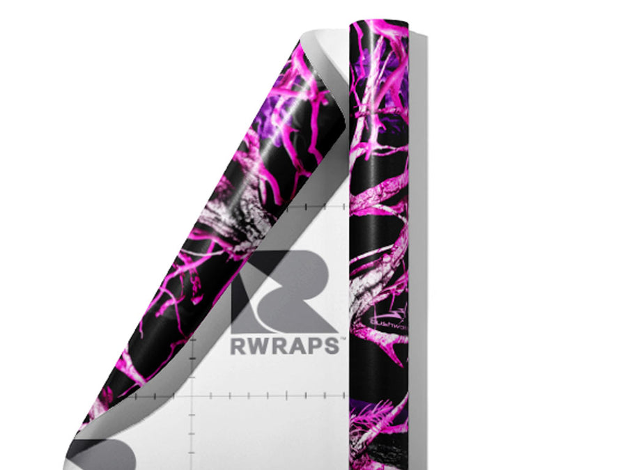 Skull Pink Camouflage Wrap Film Sheets~Rwraps Series 914 Skull Pink Camouflage Scrolled Sheet~3