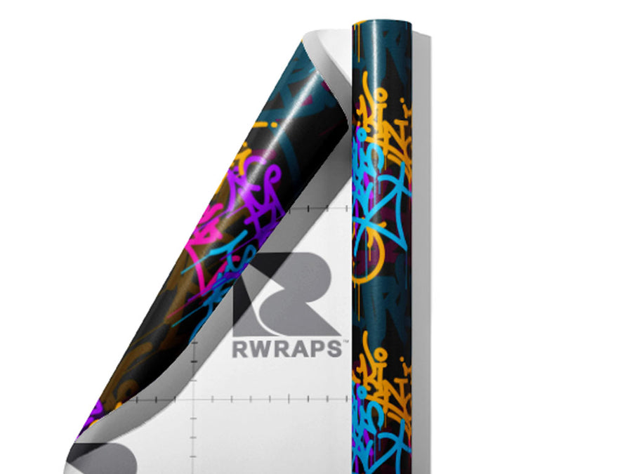 Slick Layers Graffiti Wrap Film Sheets~Rwraps Series 914 Slick Layers Graffiti Scrolled Sheet~4