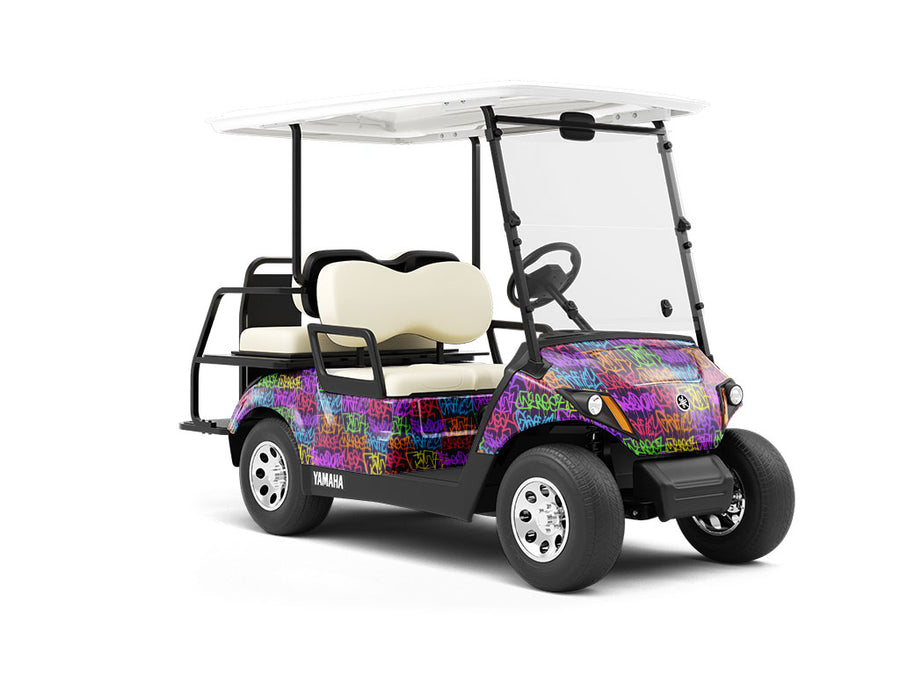 Small Columns Graffiti Wrapped Golf Cart