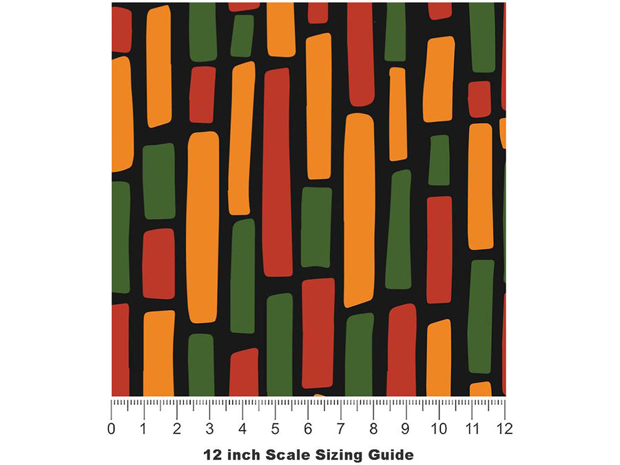 Small Rastafarian Brick Vinyl Film Pattern Size 12 inch Scale~Rwraps Small Rastafarian Brick Sizing Chart~3
