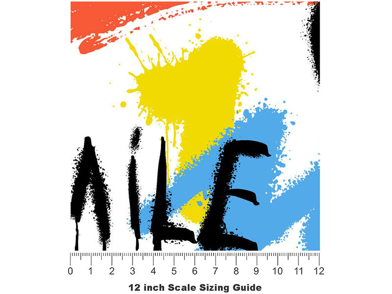 Smile On Graffiti Vinyl Film Pattern Size 12 inch Scale~Rwraps Smile On Graffiti Sizing Chart~3