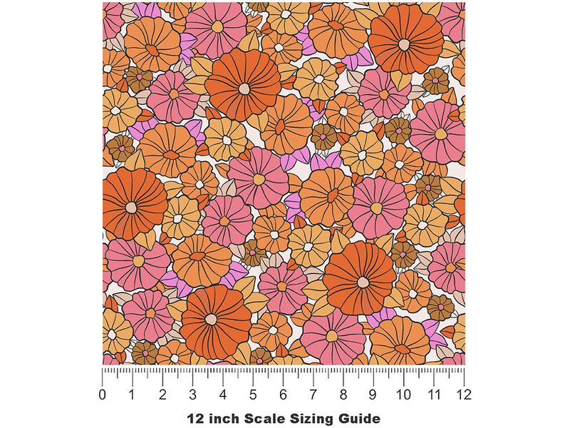 Smooth Cream Retro Vinyl Film Pattern Size 12 inch Scale~Rwraps Smooth Cream Retro Sizing Chart~2
