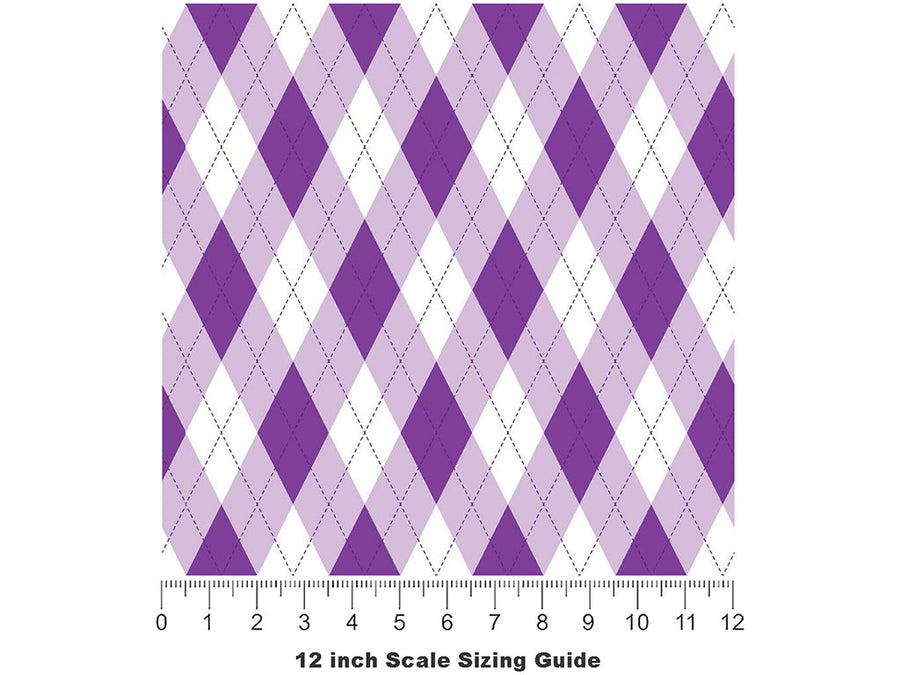Smooth Indigo Argyle Vinyl Film Pattern Size 12 inch Scale~Rwraps Smooth Indigo Argyle Sizing Chart~2