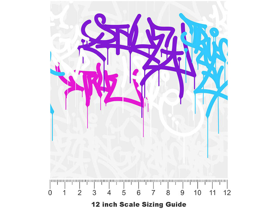 Smooth Layers Graffiti Vinyl Film Pattern Size 12 inch Scale~Rwraps Smooth Layers Graffiti Sizing Chart~3