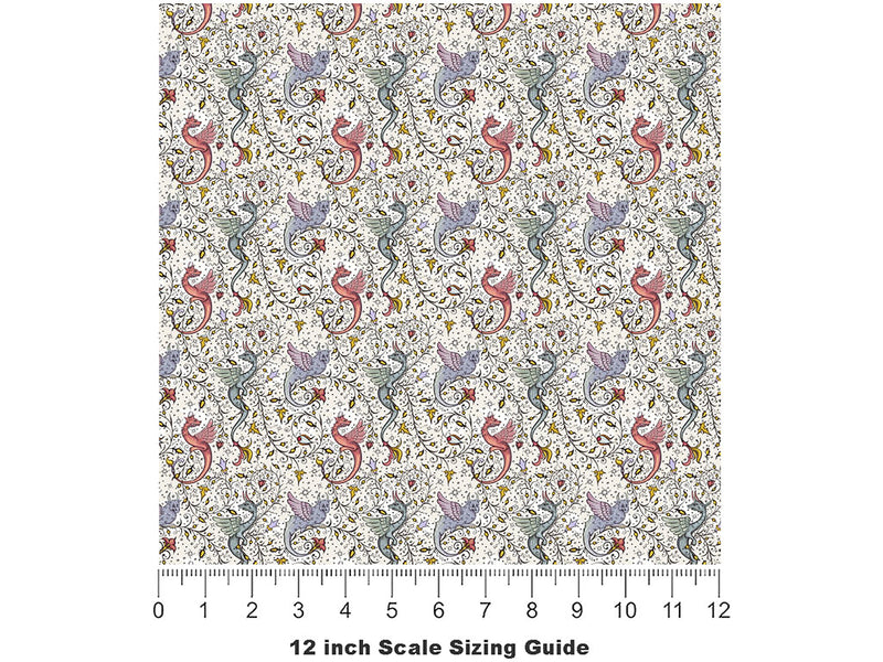 Snarling Wyvern Fantasy Vinyl Film Pattern Size 12 inch Scale~Rwraps Snarling Wyvern Fantasy Sizing Chart~2