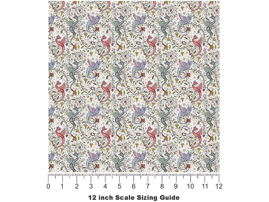 Snarling Wyvern Fantasy Vinyl Film Pattern Size 12 inch Scale~Rwraps Snarling Wyvern Fantasy Sizing Chart~2
