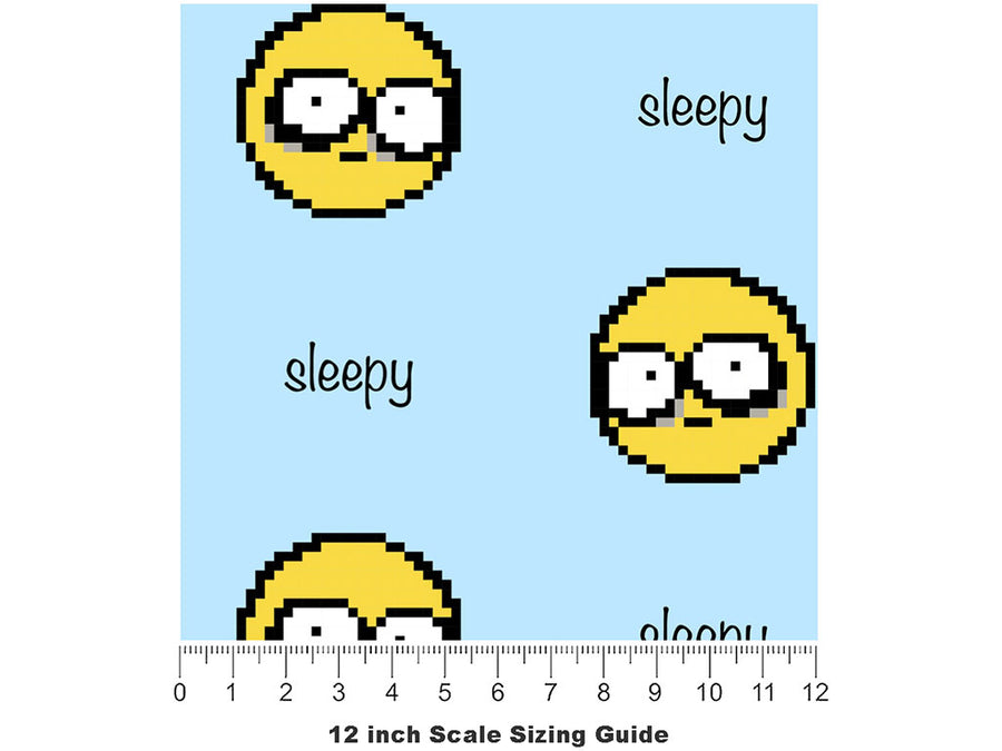 So Sleepy Emoji Vinyl Film Pattern Size 12 inch Scale~Rwraps So Sleepy Emoji Sizing Chart~2