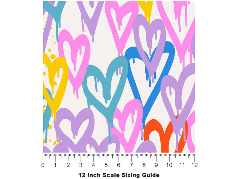 Soft Hearts Graffiti Vinyl Film Pattern Size 12 inch Scale~Rwraps Soft Hearts Graffiti Sizing Chart~3