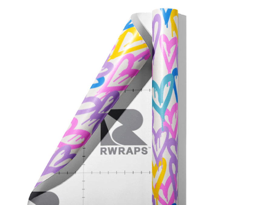 Soft Hearts Graffiti Wrap Film Sheets~Rwraps Series 914 Soft Hearts Graffiti Scrolled Sheet~4