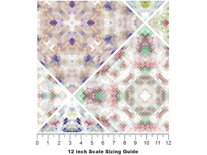 Soft Rainbow Tile Vinyl Film Pattern Size 12 inch Scale~Rwraps Soft Rainbow Tile Sizing Chart~3