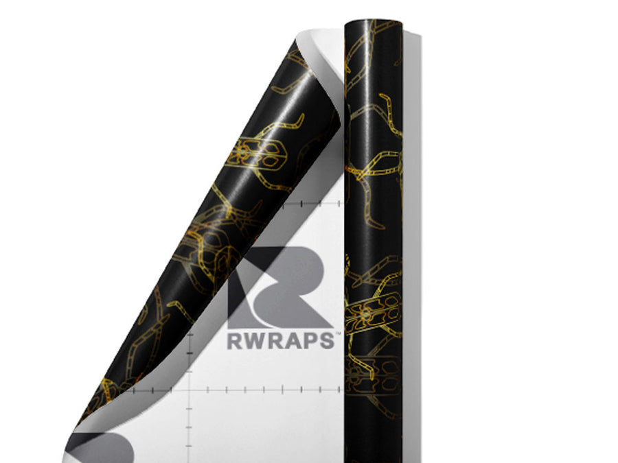 Solid Gold Bug Wrap Film Sheets~Rwraps Series 914 Solid Gold Bug Scrolled Sheet~3