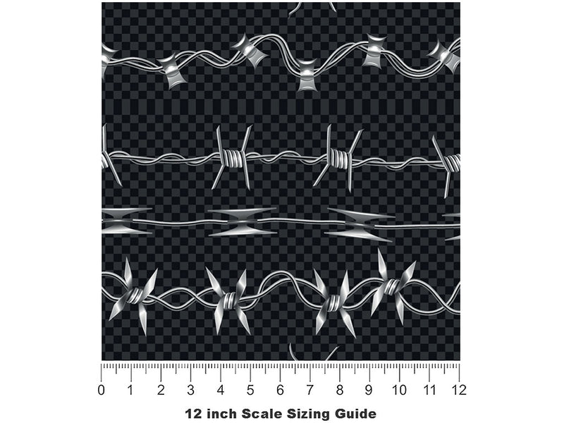 Spiked Variations Barbed Wire Vinyl Film Pattern Size 12 inch Scale~Rwraps Spiked Variations Barbed Wire Sizing Chart~2