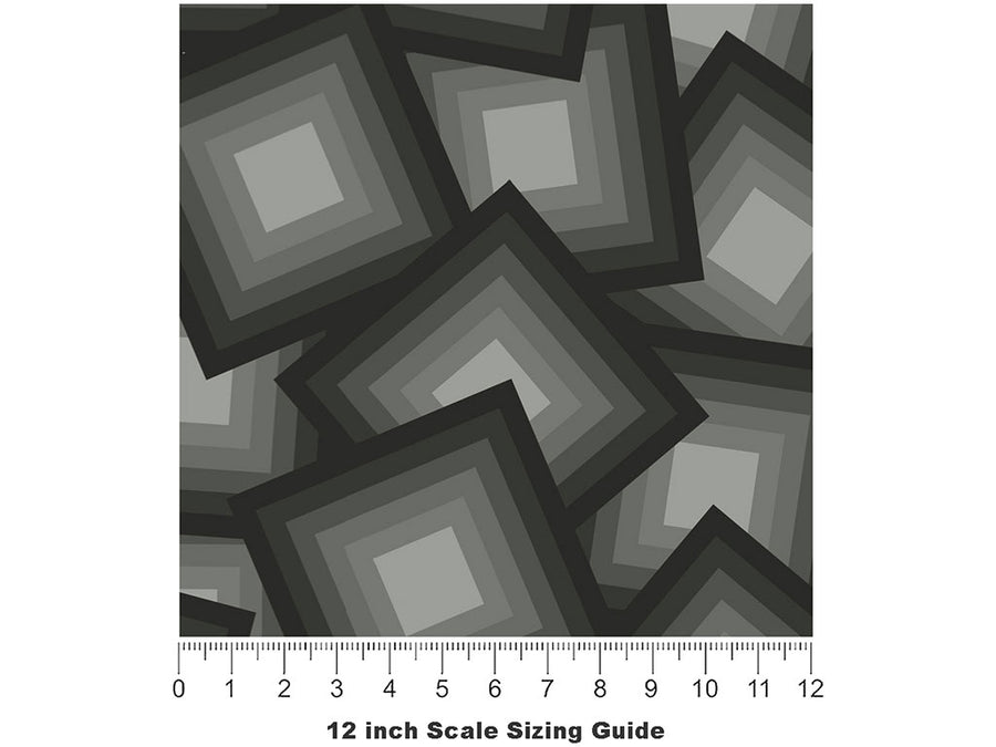 Stacked Squares Abstract Vinyl Film Pattern Size 12 inch Scale~Rwraps Stacked Squares Abstract Sizing Chart~2