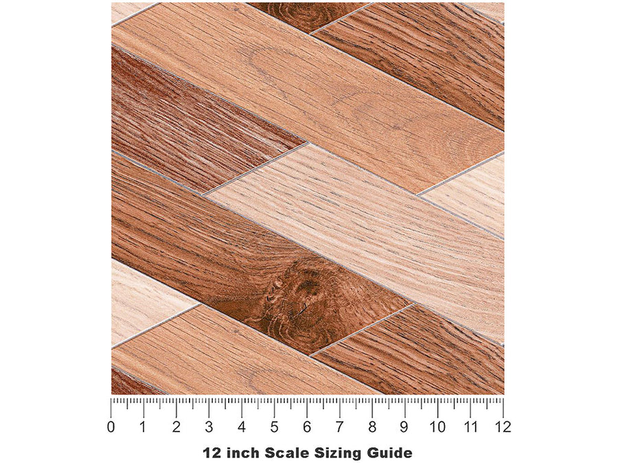 Stain Swatch Wooden Parquet Vinyl Film Pattern Size 12 inch Scale~Rwraps Stain Swatch Wooden Parquet Sizing Chart~3