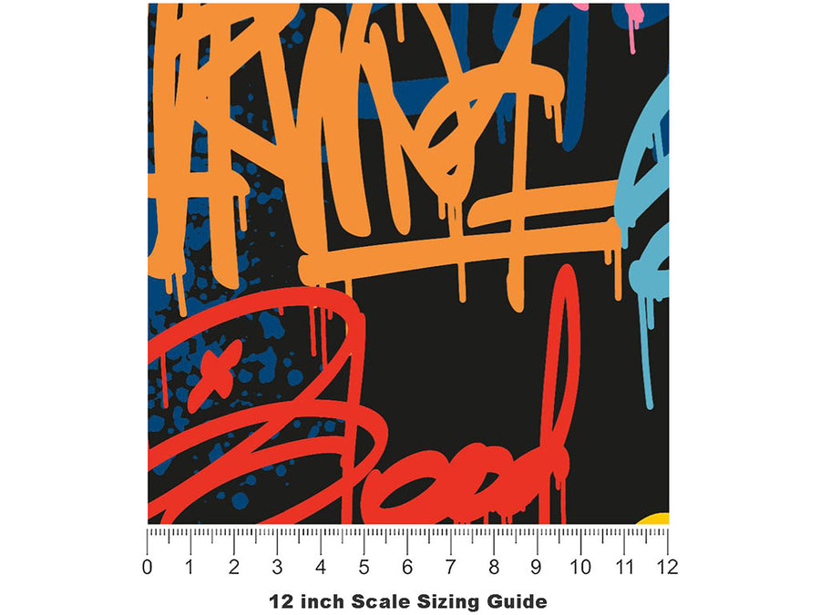 Stay Wild Graffiti Vinyl Film Pattern Size 12 inch Scale~Rwraps Stay Wild Graffiti Sizing Chart~3