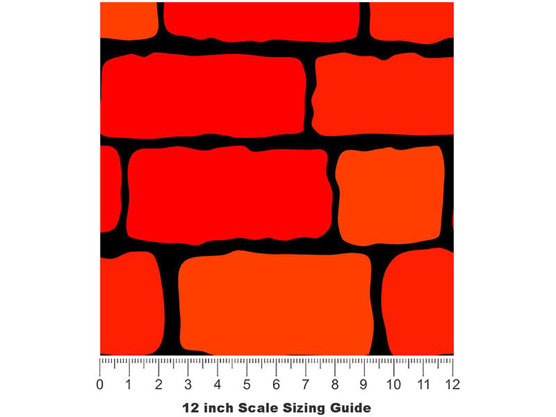 Stepped Scarlet Brick Vinyl Film Pattern Size 12 inch Scale~Rwraps Stepped Scarlet Brick Sizing Chart~3