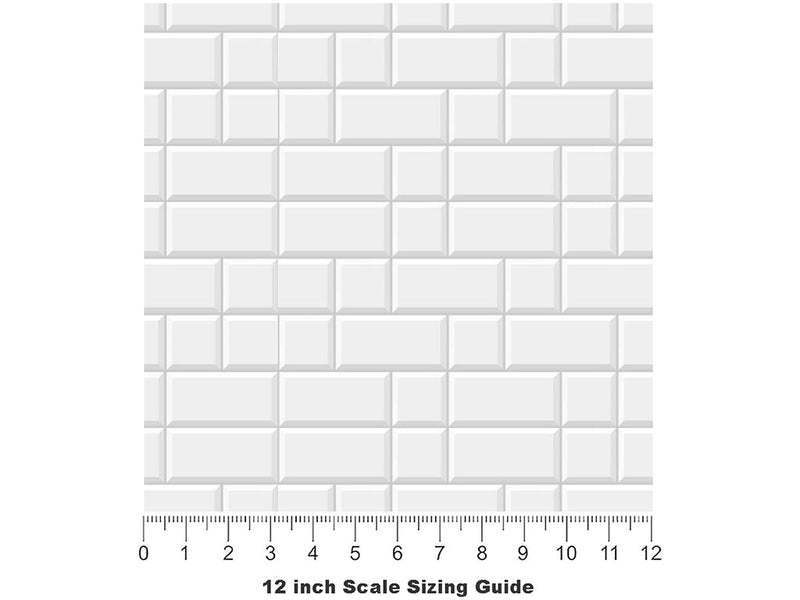 Stepped White Brick Vinyl Film Pattern Size 12 inch Scale~Rwraps Stepped White Brick Sizing Chart~3