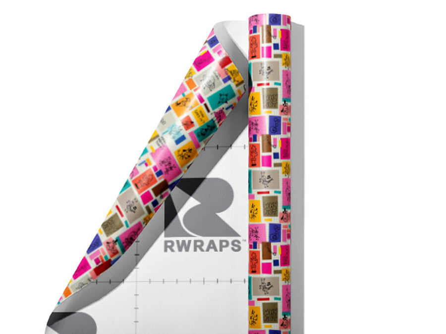 Sticky Note Doodles Sticker Bomb Wrap Film Sheets~Rwraps Series 914 Sticky Note Doodles Sticker Bomb Scrolled Sheet~4