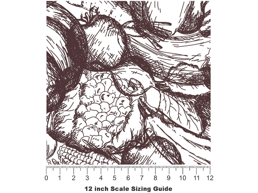 Still Life Harvest Gardening Vinyl Film Pattern Size 12 inch Scale~Rwraps Still Life Harvest Gardening Sizing Chart~2