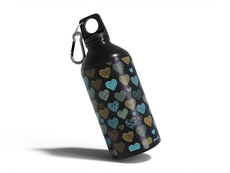 stitched together heart Water Bottle DIY Stickers