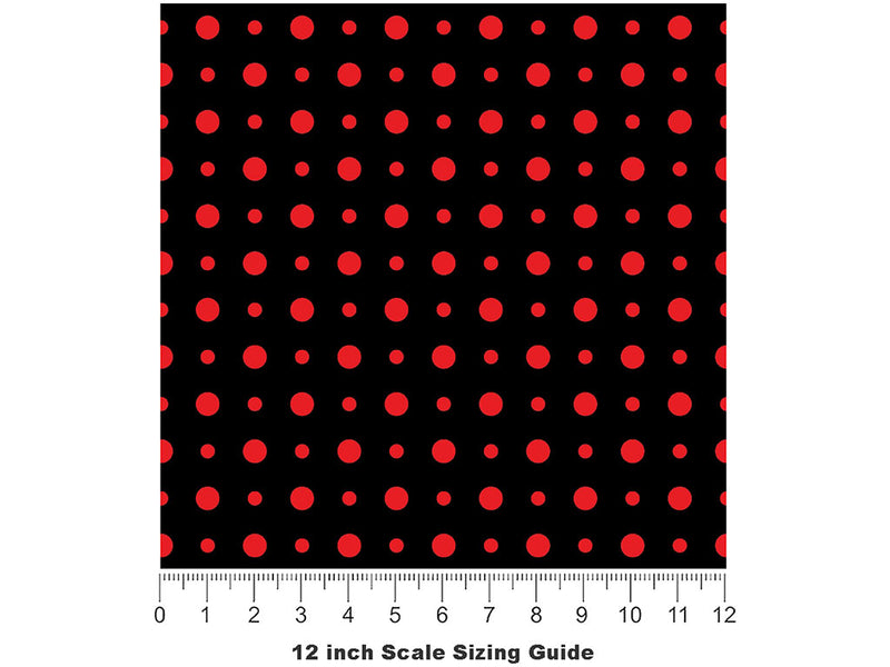 Stoplight Red Polka Dot Vinyl Film Pattern Size 12 inch Scale~Rwraps Stoplight Red Polka Dot Sizing Chart~2