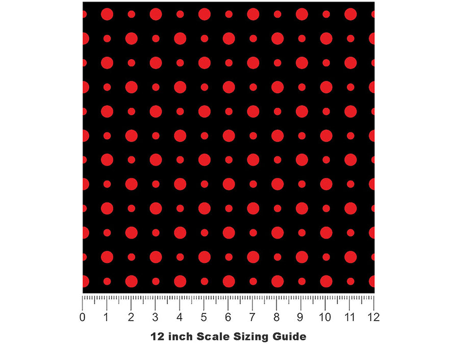 Stoplight Red Polka Dot Vinyl Film Pattern Size 12 inch Scale~Rwraps Stoplight Red Polka Dot Sizing Chart~2