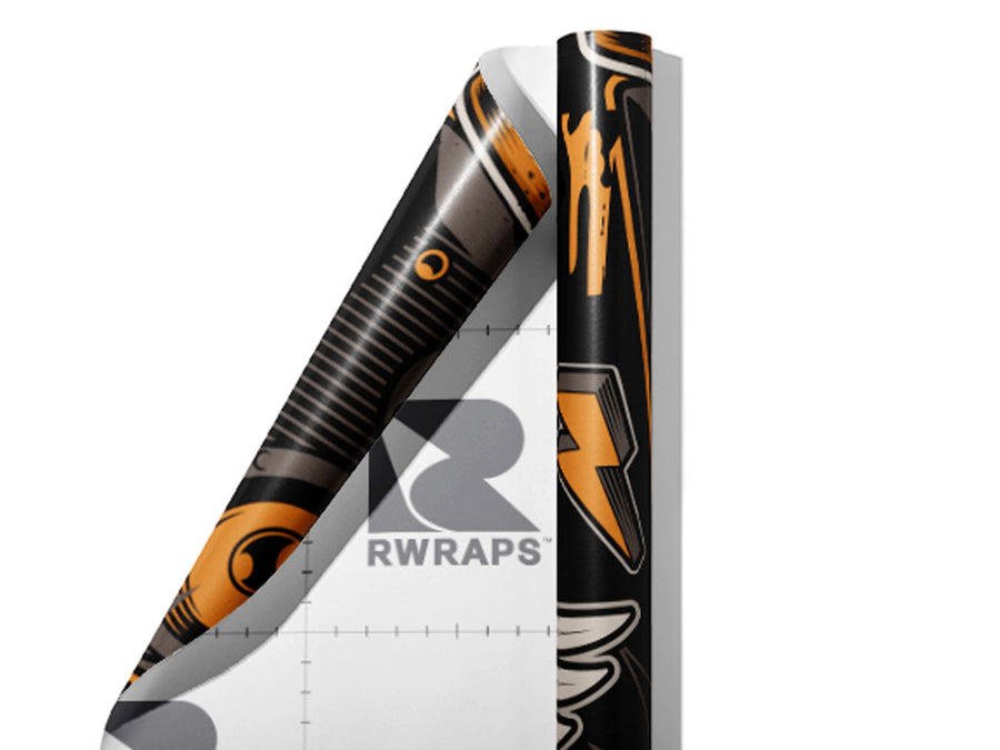 Straight Letter Graffiti Wrap Film Sheets~Rwraps Series 914 Straight Letter Graffiti Scrolled Sheet~3
