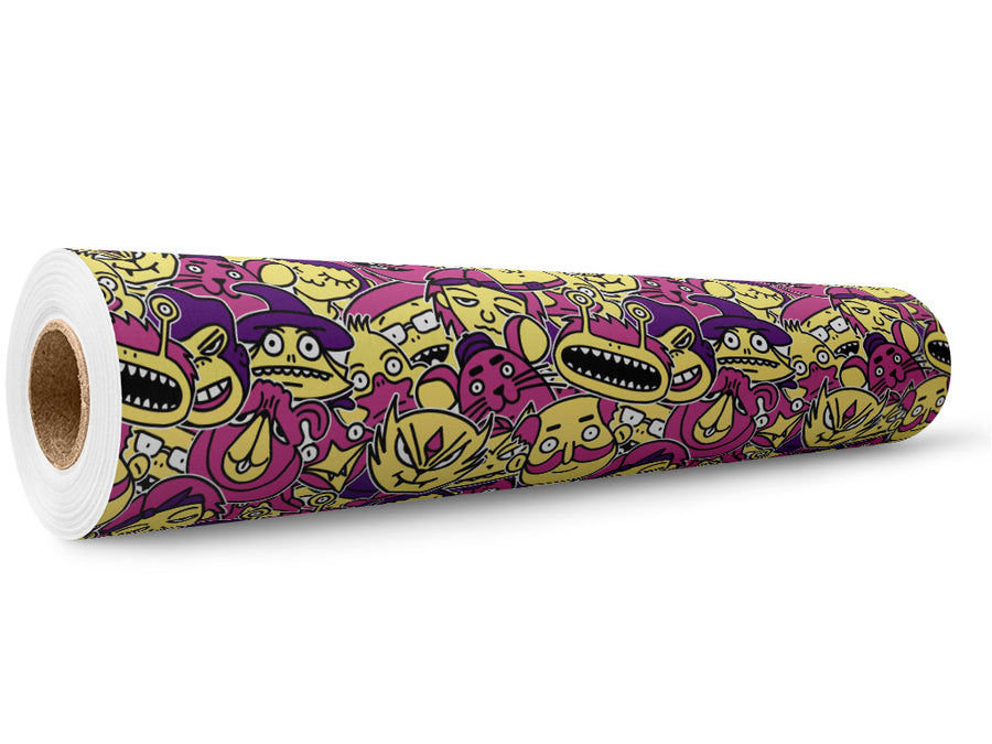 Strange Visitors Sticker Bomb Wrap Film Wholesale Roll~Rwraps Series 914 Digitally Printed Vinyl Roll~5
