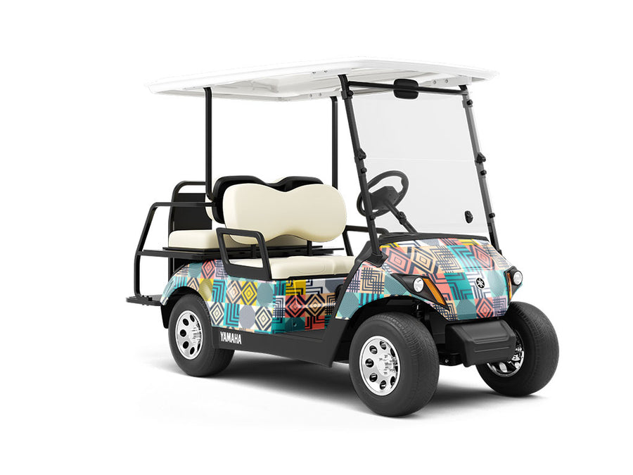 Stranger Than Mosaic Wrapped Golf Cart