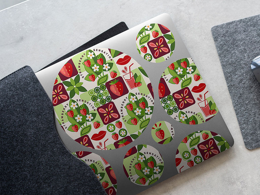 strawberry jam mosaic DIY Laptop Stickers