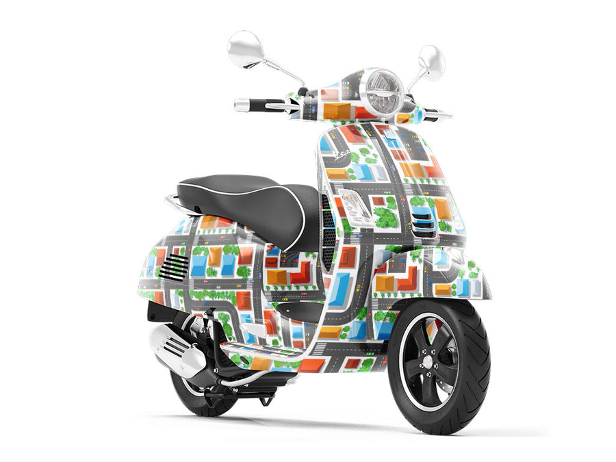 Strip Mall Cityscape Vespa Scooter Wrap Film